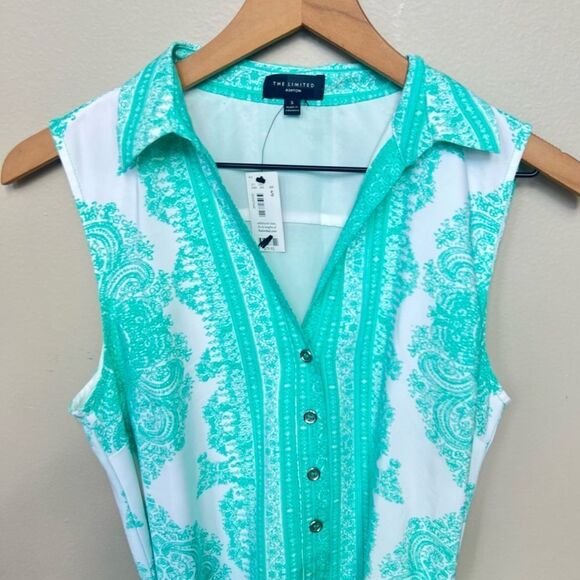 NWT The Limited Ashton Teal & White Dress Size Small Mint - Picture 3 of 12
